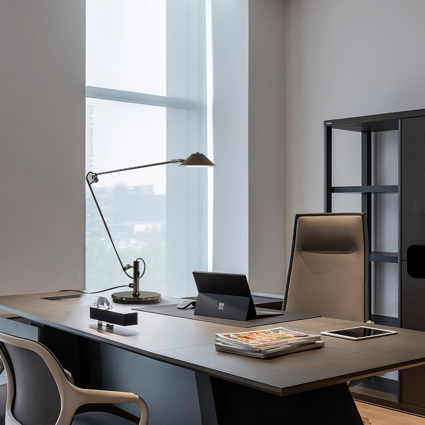 Black Task Lamp for Office with Adjustable Arm