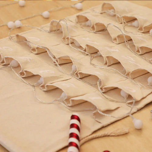 Cotton Advent Calendar with 24 Pockets – Eco-Friendly and Reusable Holiday Decor