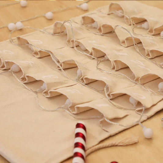 Cotton Advent Calendar with 24 Pockets – Eco-Friendly and Reusable Holiday Decor