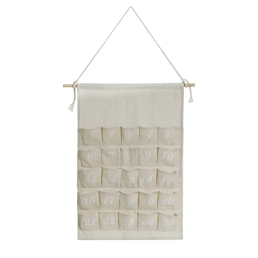 Cotton Advent Calendar with 24 Pockets – Eco-Friendly and Reusable Holiday Decor