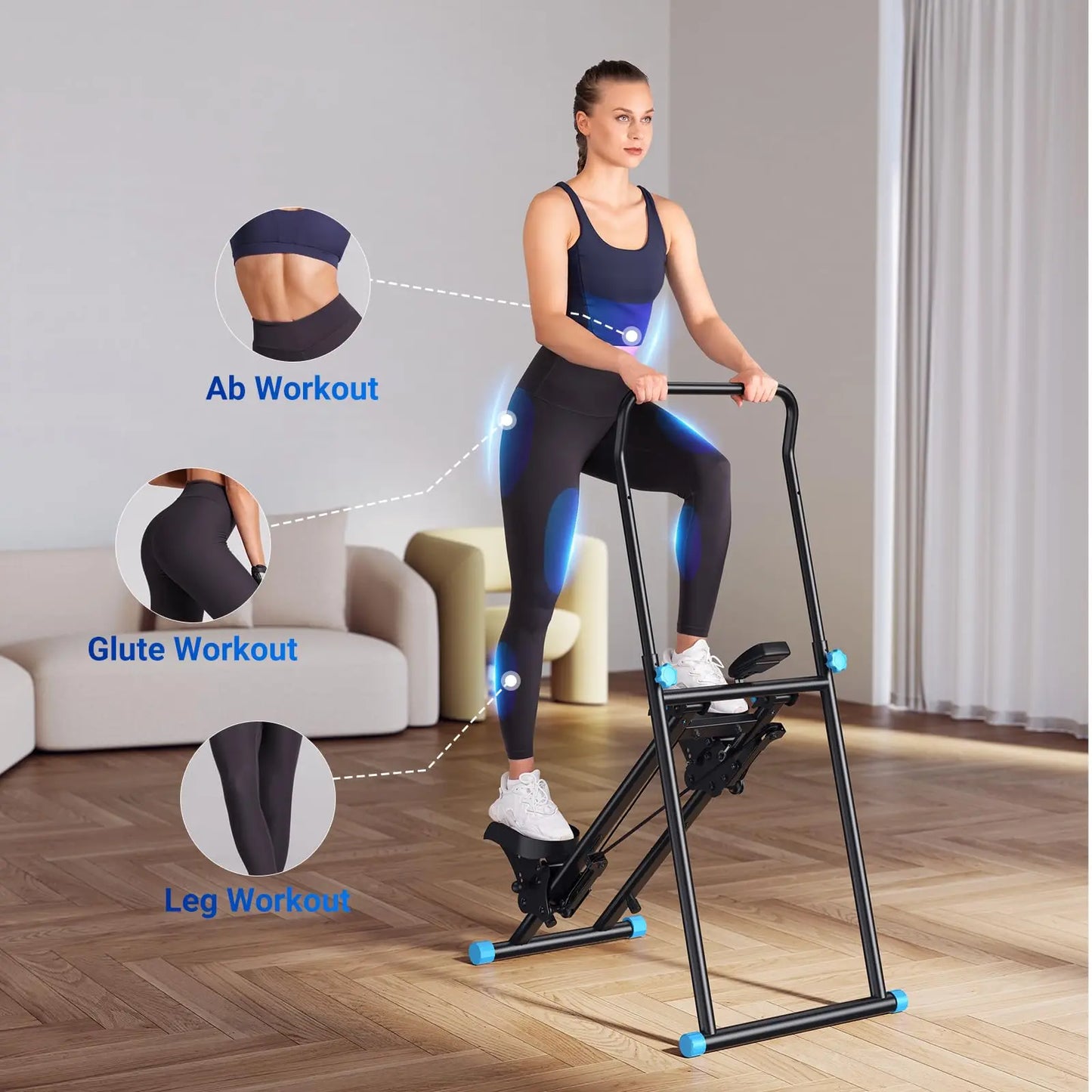 Adjustable Vertical Climber for Full Body Cardio Training with LCD Display, 300 lb Limit