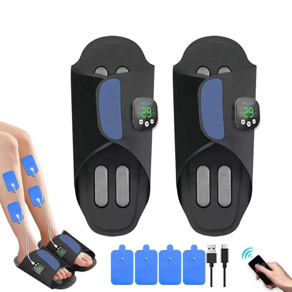 Remote-Controlled Foot Massaging Slippers – 10 Modes, 29 Intensities, 4 Pads, USB-C Rechargeable