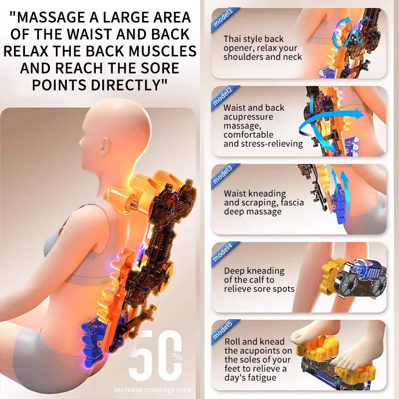 8D Neck-to-Foot Massager with Heat – Full Body Massage Cushion & Reclining Backrest