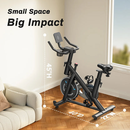 Indoor Cycling Bicycle with 15 lb Flywheel | Bluetooth Sync, Quiet Drive, LED Display & 300 lb Weight Limit