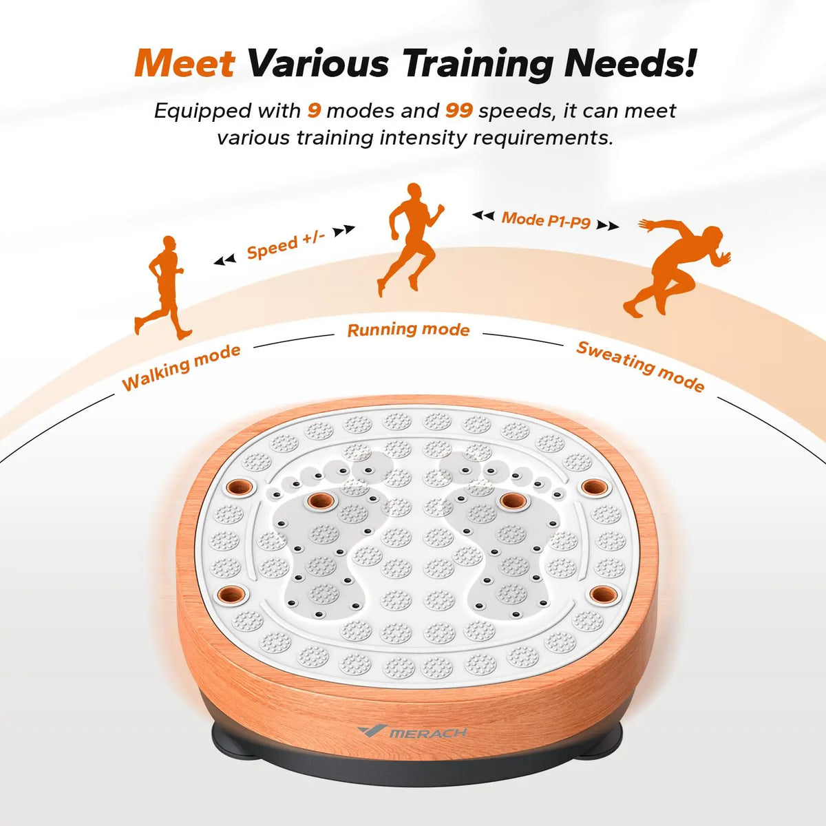 Exercise Vibration Plate with Foot Massager | 99 Speed Settings, 9 Modes, 330 lb Weight Limit, Includes Resistance Bands & Push-Up Handles