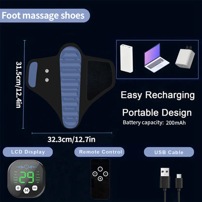 Remote-Controlled Foot Massaging Slippers – 10 Modes, 29 Intensities, 4 Pads, USB-C Rechargeable