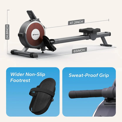 Compact Dual-Rail Rowing Machine with App Tracking – 350 LB Capacity