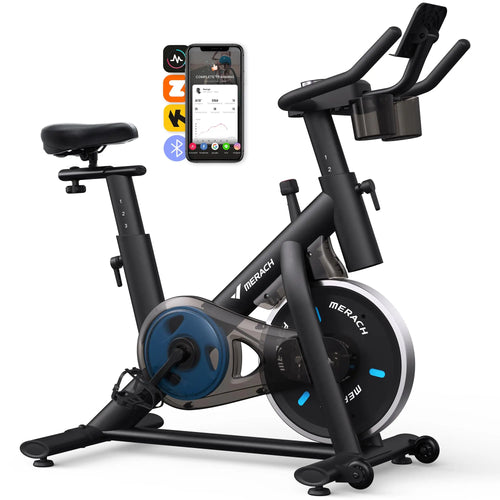 Indoor Cycling Bicycle with 15 lb Flywheel | Bluetooth Sync, Quiet Drive, LED Display & 300 lb Weight Limit