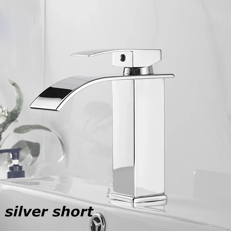 Black Matte Stainless Steel Sink Faucet with Waterfall Design for Modern Bathrooms