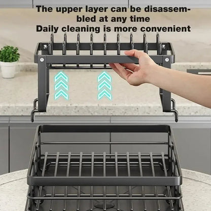 Dish Drying Rack in Stainless Steel – Adjustable Kitchen Organizer