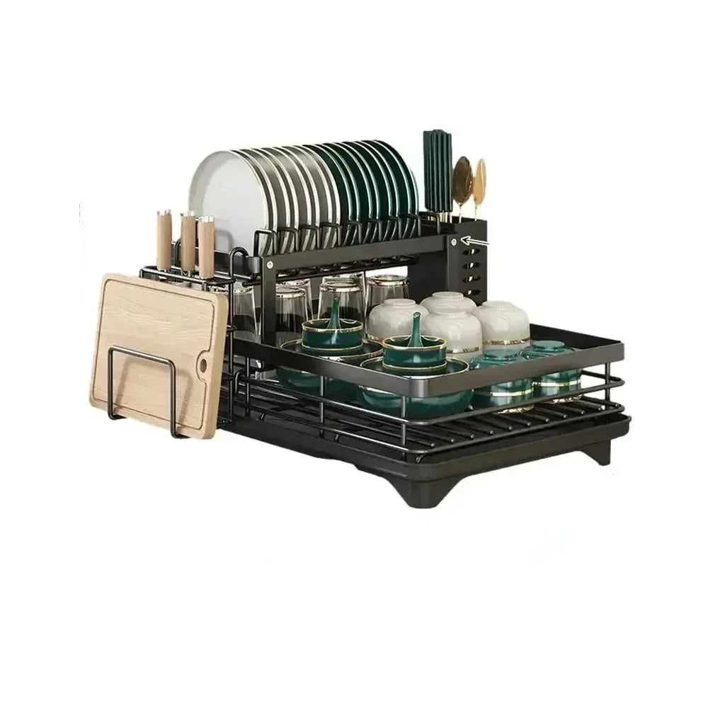 Adjustable Dish Drying Rack – Compact Kitchen Drainer for Any Size Kitchen