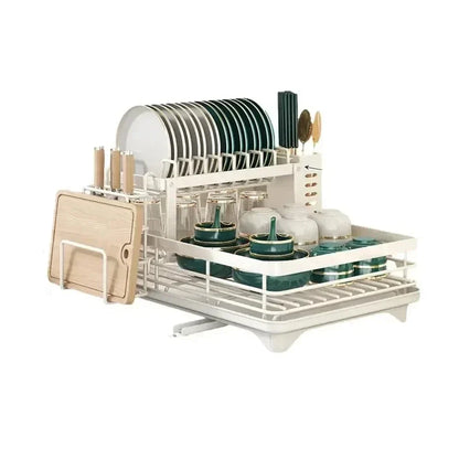 Adjustable Dish Drying Rack – Compact Kitchen Drainer for Any Size Kitchen