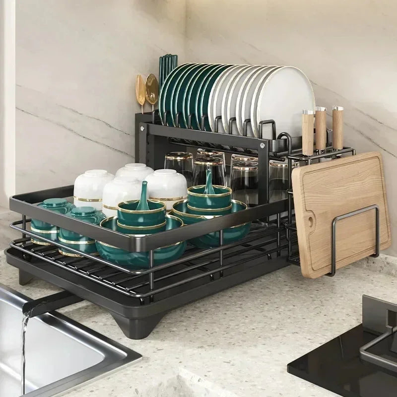 Dish Drying Rack in Stainless Steel – Adjustable Kitchen Organizer