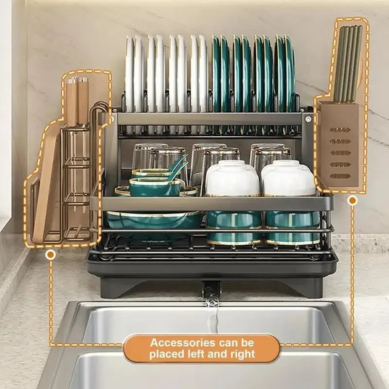 Dish Drying Rack in Stainless Steel – Adjustable Kitchen Organizer