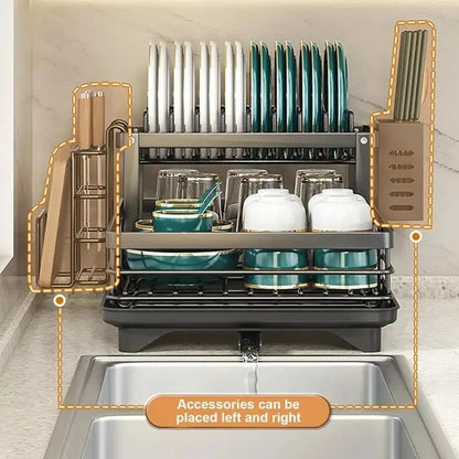 Dish Drying Rack in Stainless Steel – Adjustable Kitchen Organizer