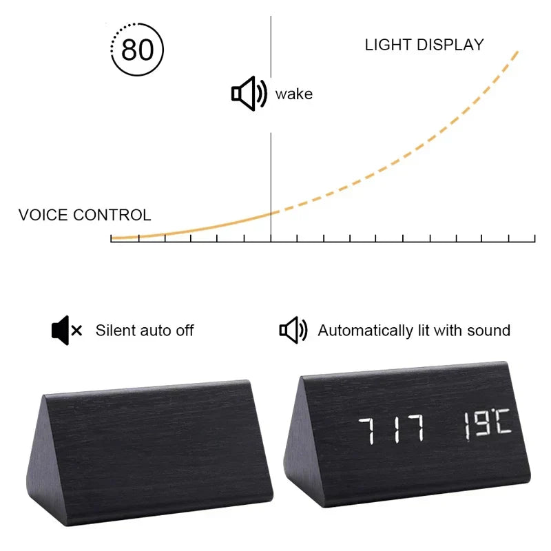 Wooden Digital Alarm Clock – Timeless Design with Modern Features