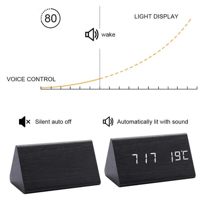 Wooden Digital Alarm Clock – Timeless Design with Modern Features