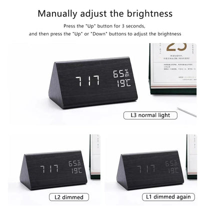 Wooden Digital Alarm Clock – Timeless Design with Modern Features