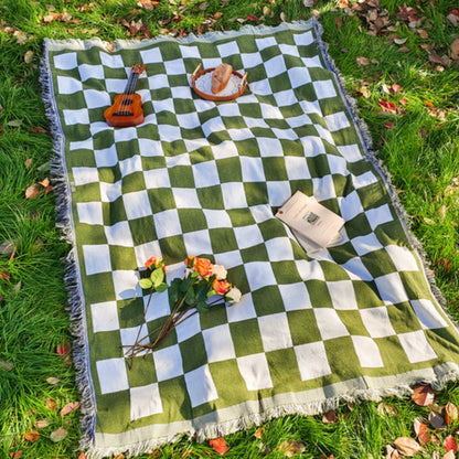 Versatile Fringe-Trimmed Picnic Blanket for Every Season