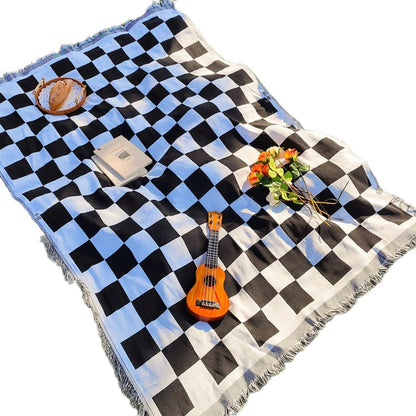 Versatile Fringe-Trimmed Picnic Blanket for Every Season