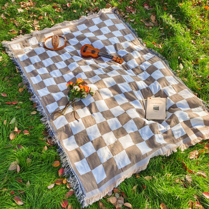 Versatile Fringe-Trimmed Picnic Blanket for Every Season