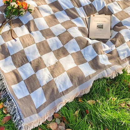 Versatile Fringe-Trimmed Picnic Blanket for Every Season