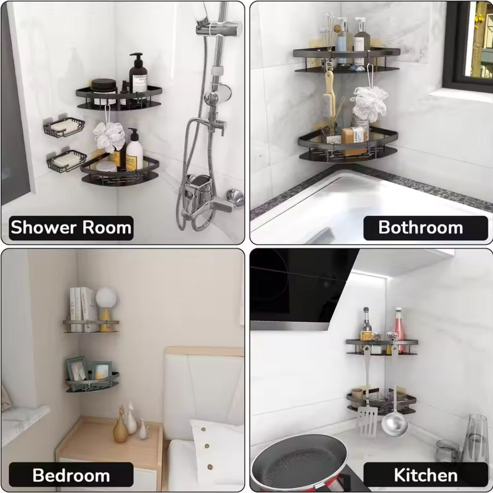 Sleek Curve Shower Organizer for Modern Bathrooms
