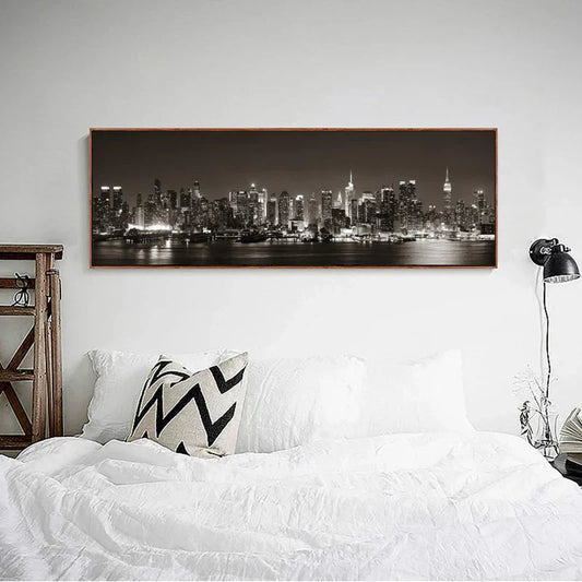 City Lights Canvas Wall Art – Landscape Print for Above Sofa or Bed