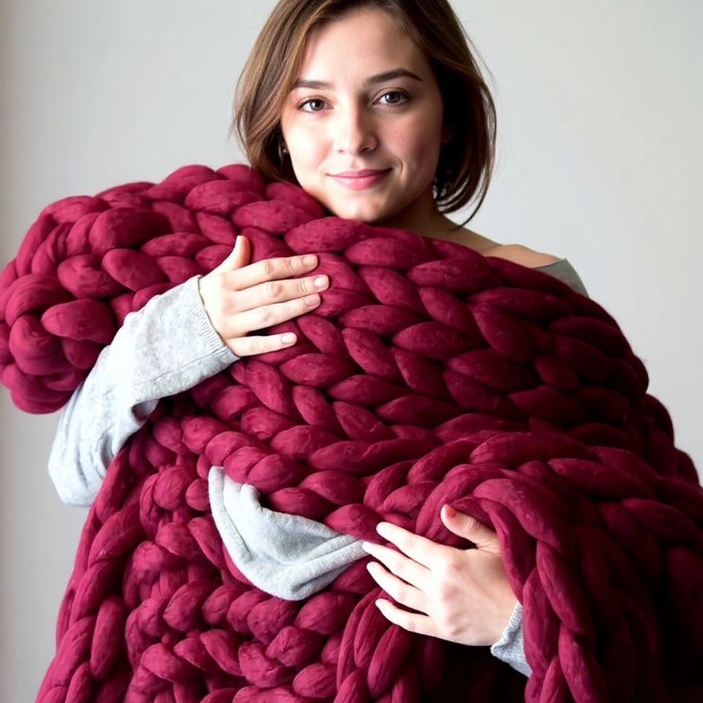Cozy Merino Wool Throw Blanket in Chunky Knit for Elegant Home Style