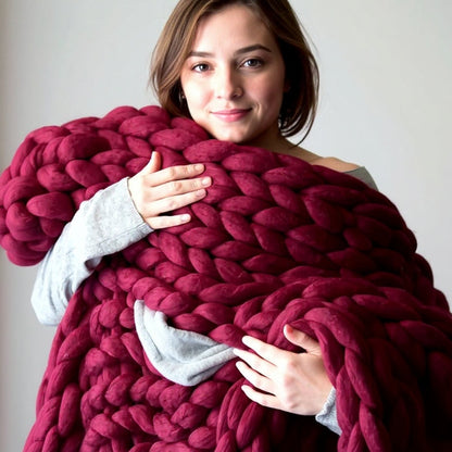 Cozy Merino Wool Throw Blanket in Chunky Knit for Elegant Home Style