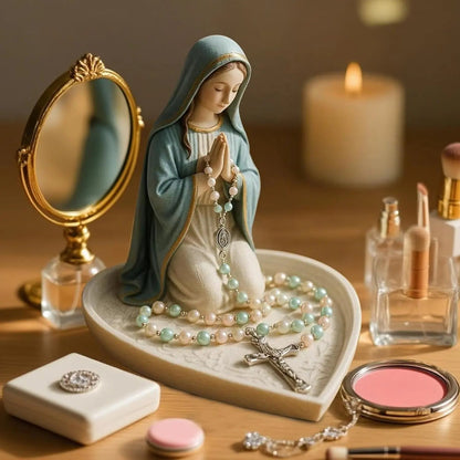 Elegant Mary Motif Rosary Holder for Spiritual Storage