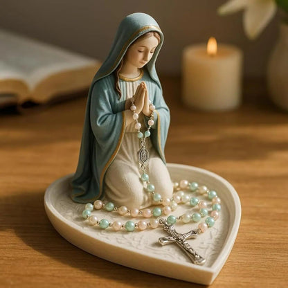 Elegant Mary Motif Rosary Holder for Spiritual Storage