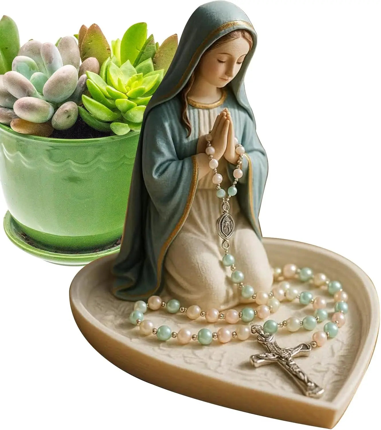 Elegant Mary Motif Rosary Holder for Spiritual Storage