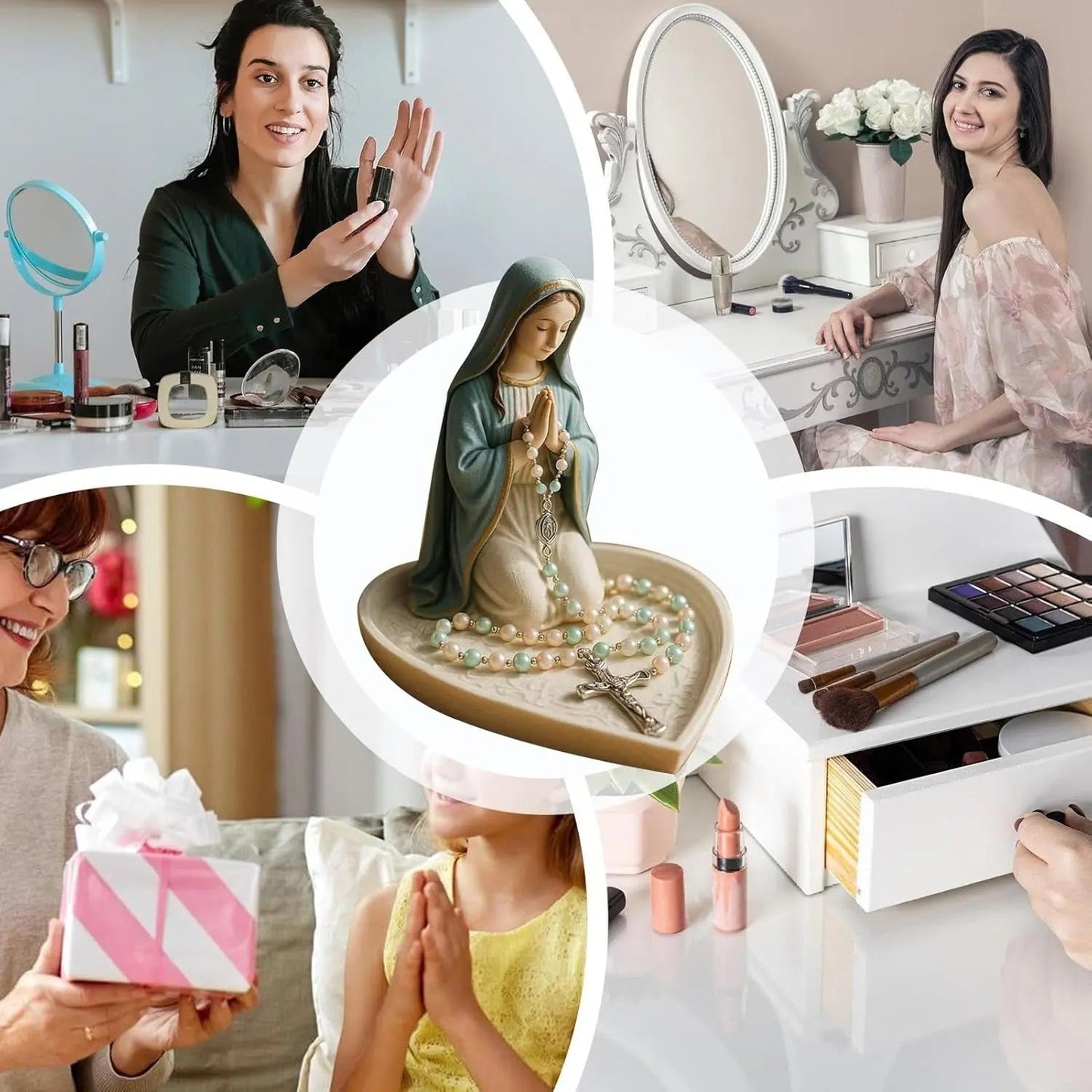 Elegant Mary Motif Rosary Holder for Spiritual Storage