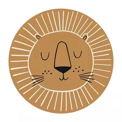 Round Lion Rug for Kids - Soft Polyester Carpet 80cm 100cm 120cm