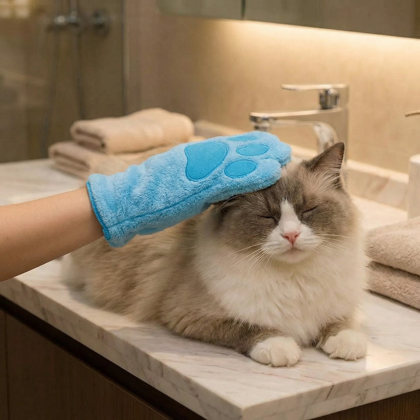 Microfiber Glove for Animal Care – Dry Bath Towel & Coat Cleaning for Cats