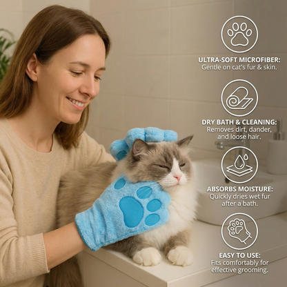 Microfiber Glove for Animal Care – Dry Bath Towel & Coat Cleaning for Cats