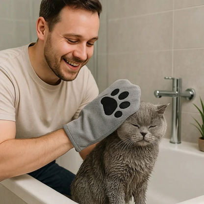 Microfiber Glove for Animal Care – Dry Bath Towel & Coat Cleaning for Cats