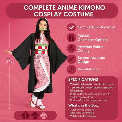 Authentic Japanese Kimono Costume Set for Cosplay Enthusiasts