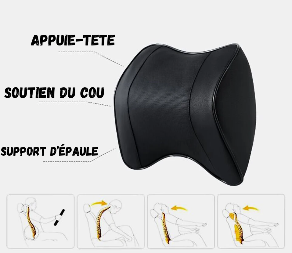 Adjustable Headrest Car Seat Cushion in Leather