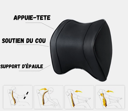Adjustable Headrest Car Seat Cushion in Leather