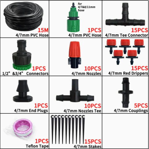 DIY Drip Irrigation Kit for Gardens | Adjustable Emitters | Range 10-30 m