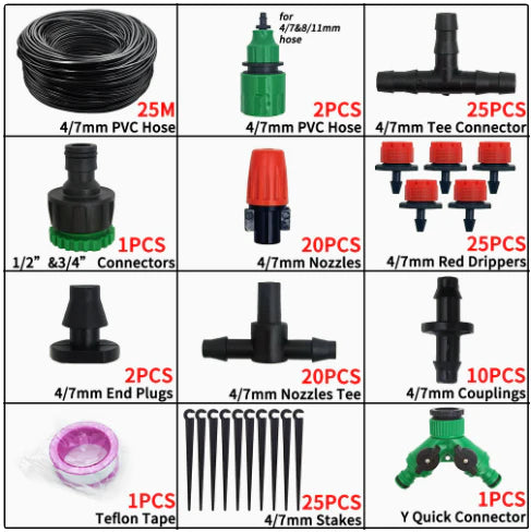DIY Drip Irrigation Kit for Gardens | Adjustable Emitters | Range 10-30 m
