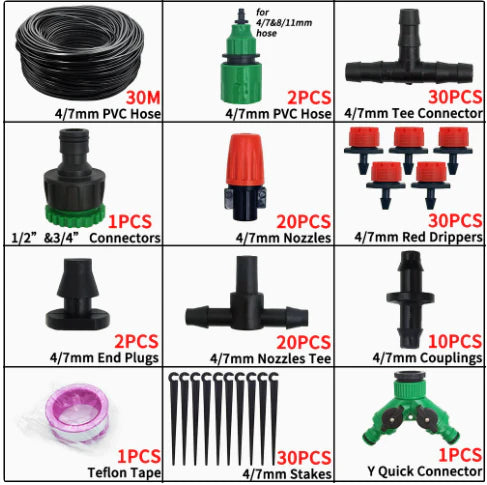 DIY Drip Irrigation Kit for Gardens | Adjustable Emitters | Range 10-30 m