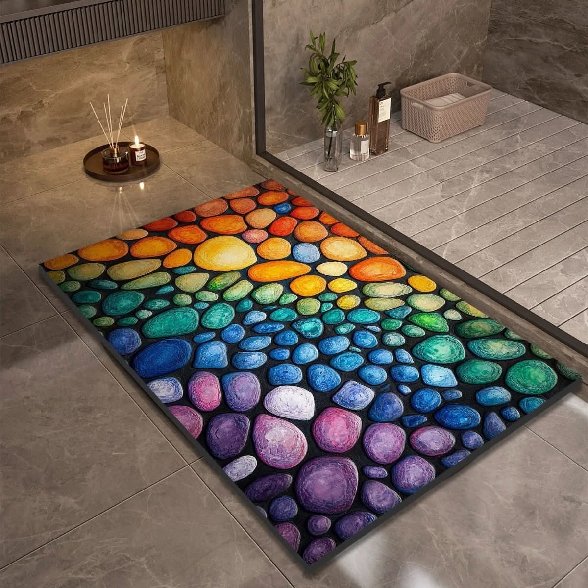 Non-Slip Rubber Backed Earth Bath Mat – Highly Absorbent Design