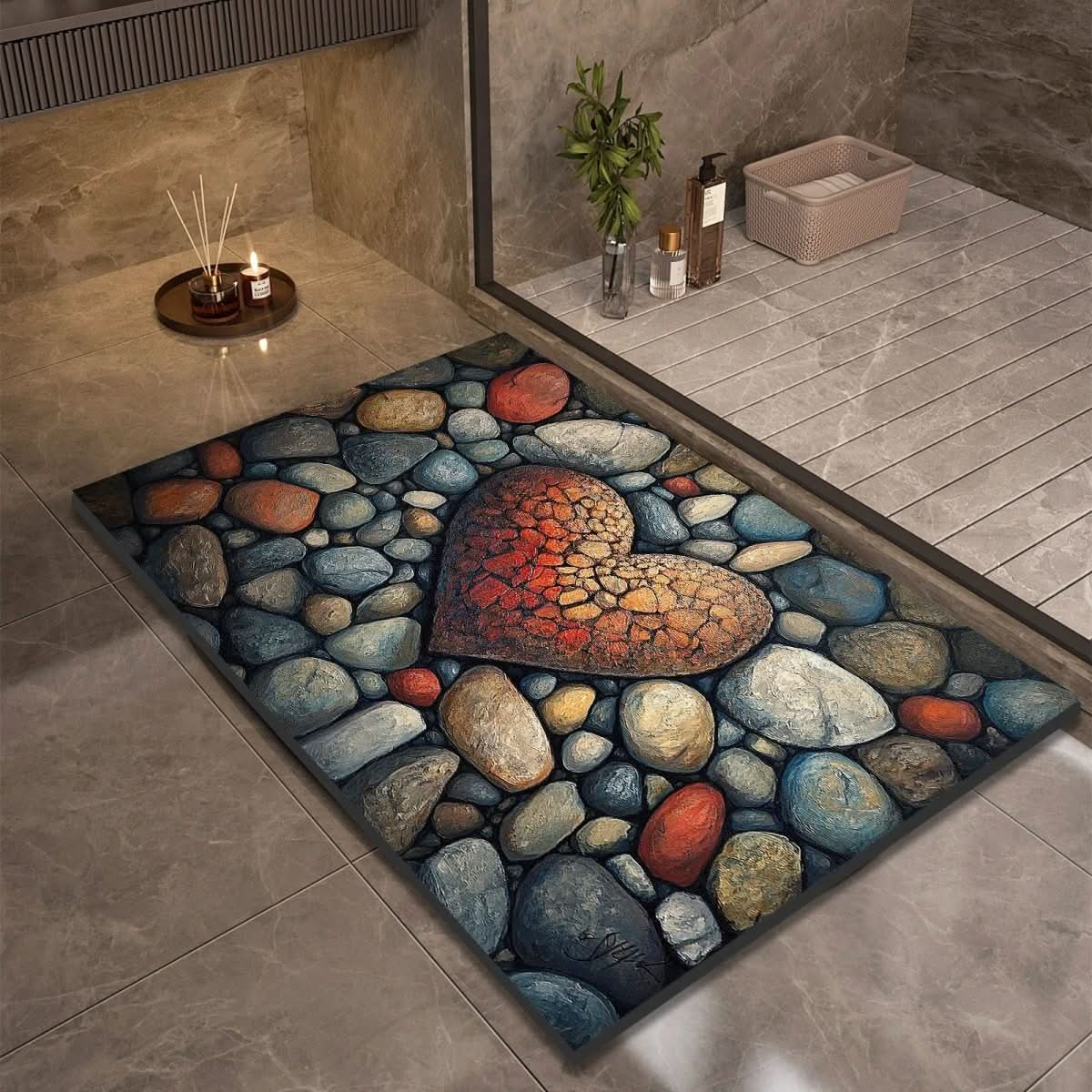 Non-Slip Rubber Backed Earth Bath Mat – Highly Absorbent Design