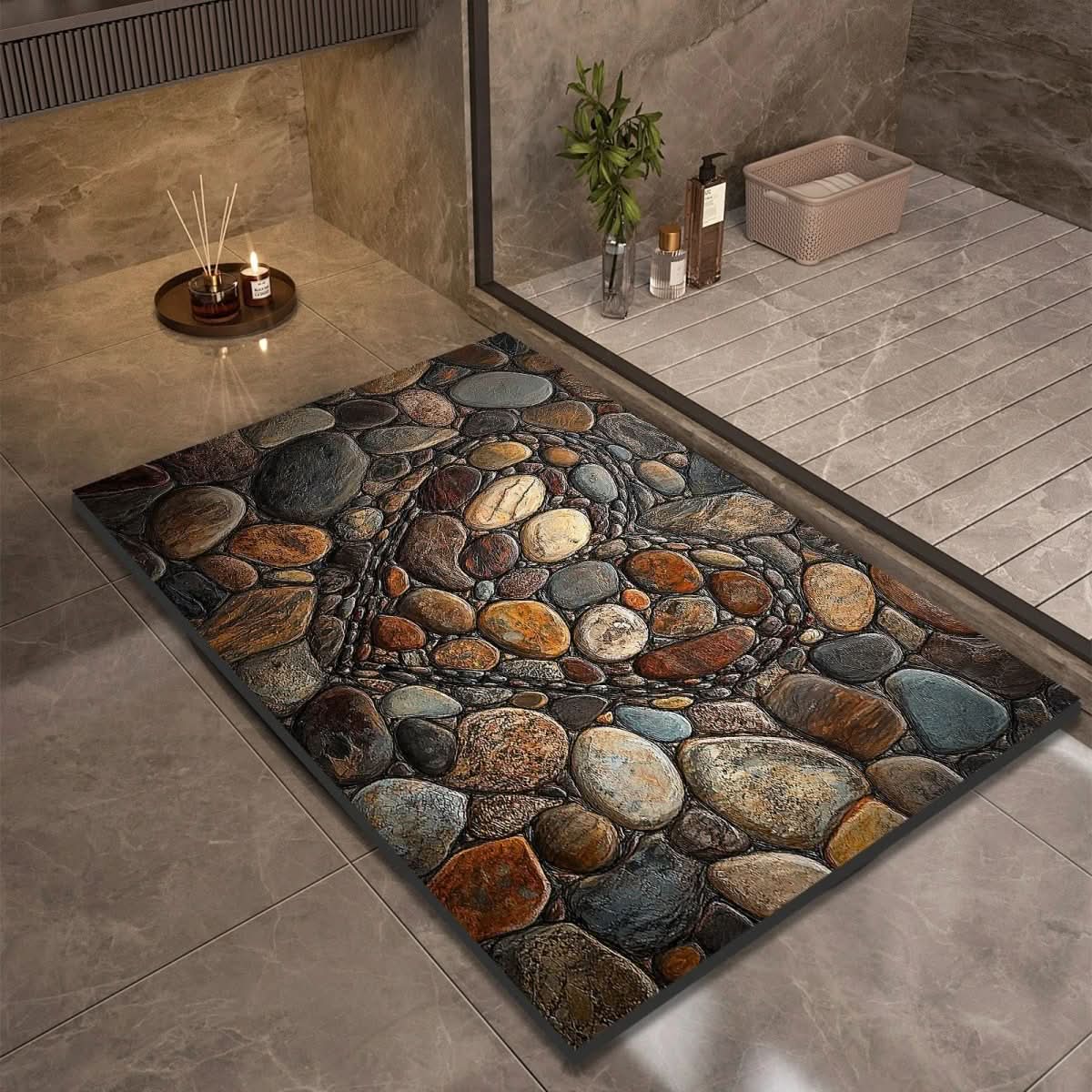 Non-Slip Rubber Backed Earth Bath Mat – Highly Absorbent Design