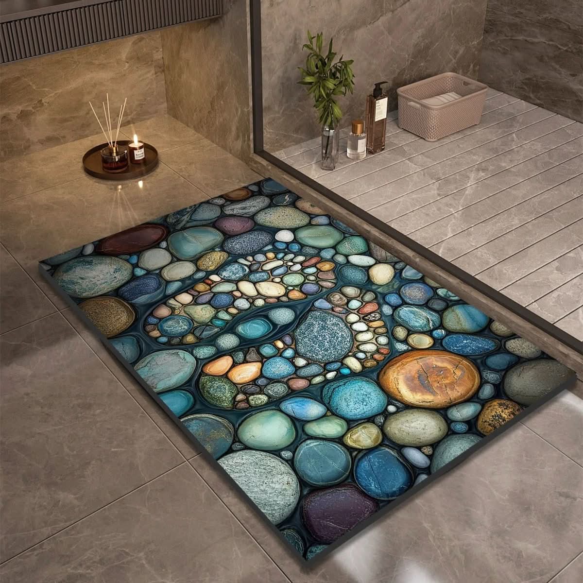 Non-Slip Rubber Backed Earth Bath Mat – Highly Absorbent Design