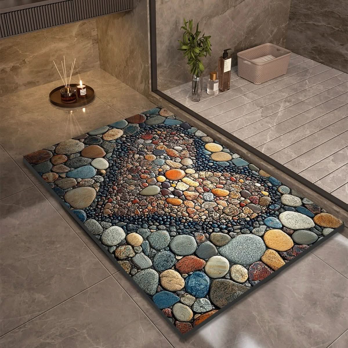 Non-Slip Rubber Backed Earth Bath Mat – Highly Absorbent Design