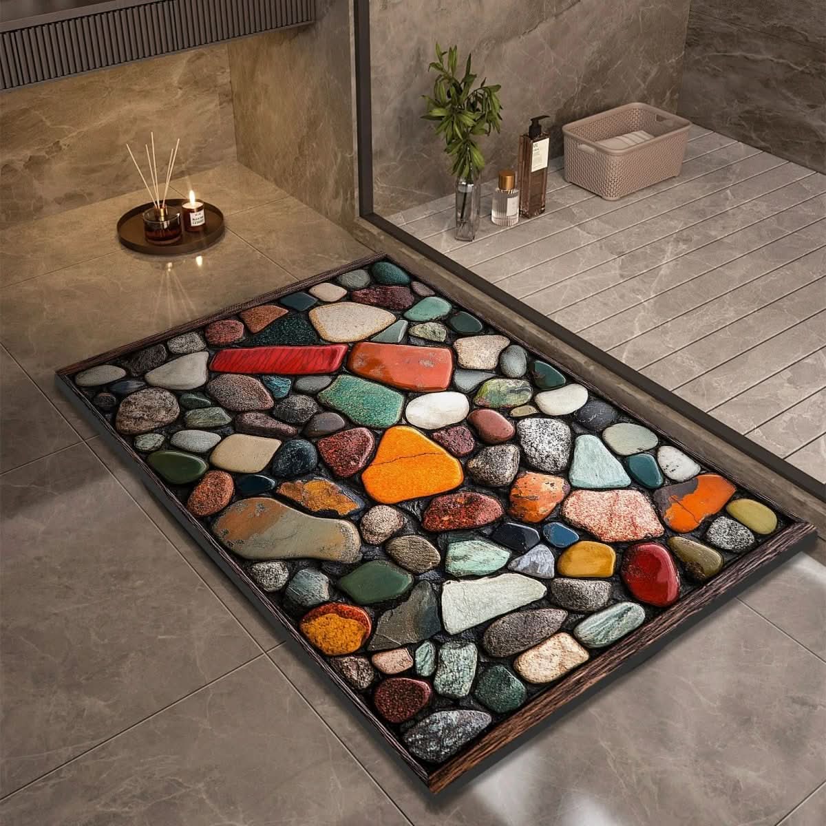 Non-Slip Rubber Backed Earth Bath Mat – Highly Absorbent Design